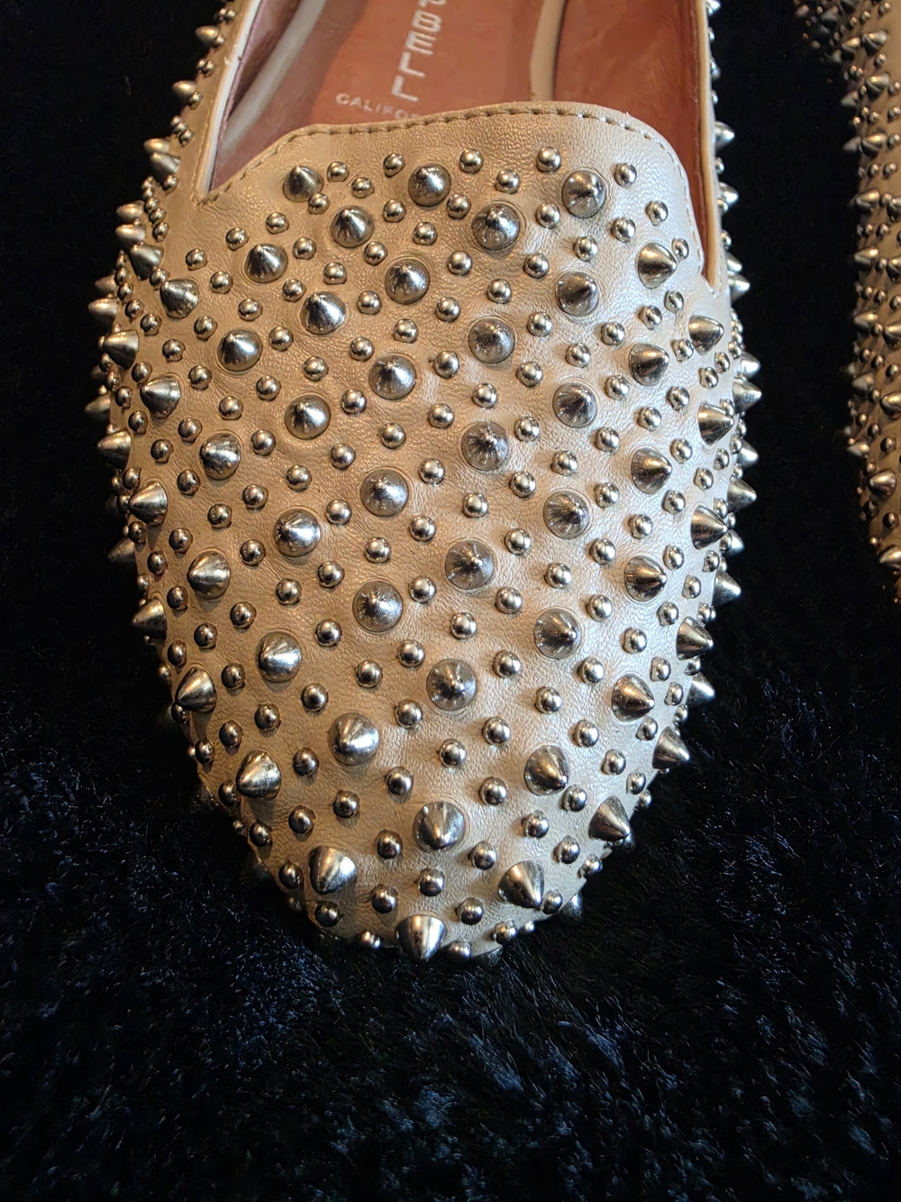 Jeffrey Campbell Ibiza Martini Spiked Studded Cream Leather Flats Like New 7.5 - Picture 2 of 5